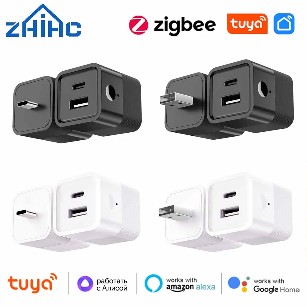 Tuya WiFi inteligente/zigbee Micro USB tipo C adaptador interruptor 5V Mini adaptador de corriente USB Control de vida inteligente Alexa Google Yandex alice