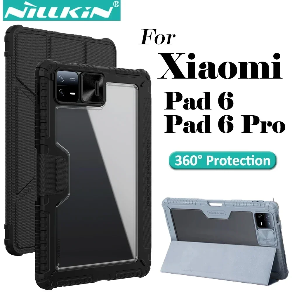 

Nillkin Bumper Pro Leather Case for Xiaomi Pad 6 / Xiaomi Pad 6 Pro 11, Slide Camera Protection Shield Smart Flip Back Cover