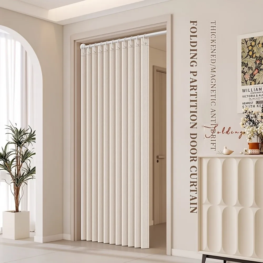 VIKAMA Stangenfreier Eleganter Bohemian-Stil Faltbarer Türvorhang mit Streifen für Schlafzimmer, Küche und Heimdekoration