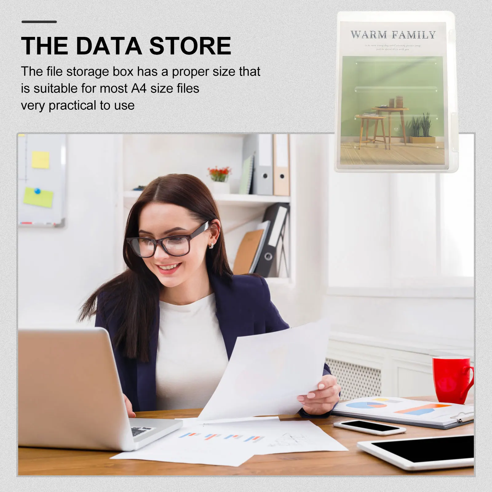 

File Box Office Supplies Document Paper Protector Magazine Organizer A4 Size Clear Wear-Resistant Home School Travel