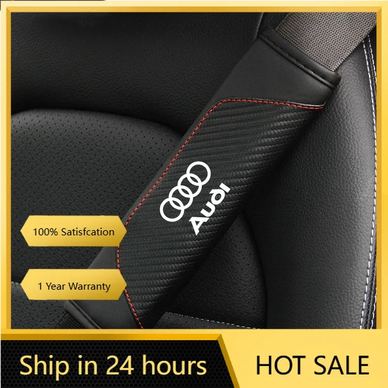 2025 Hot Leather Car Styling Seat Belt Cover Seatbelt Shoulder Strap Protector Pads For Audi A3 A4 B5 B6 A3 8P 8V 8L A5 A6 C6 C5