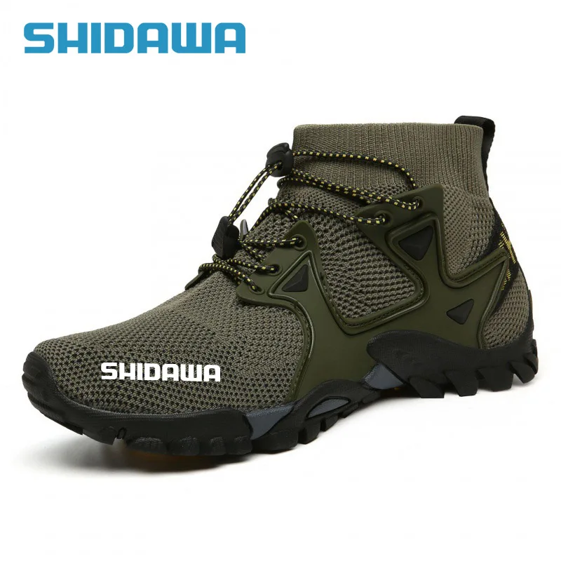 Men's Non-Slip Fishing Shoes, Outdoor Sneakers, Breathable Hunting Boots, Large Mesh, Quick-Drying, Upstream Shoes, Cycling Shoe