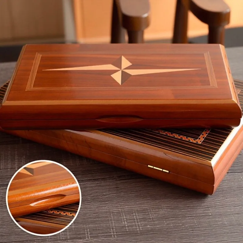 Solid Wood Backgammon 11-19 Inch Luxury Professional Chess Set Foldable Large Board Handmade Family Table Game Gift