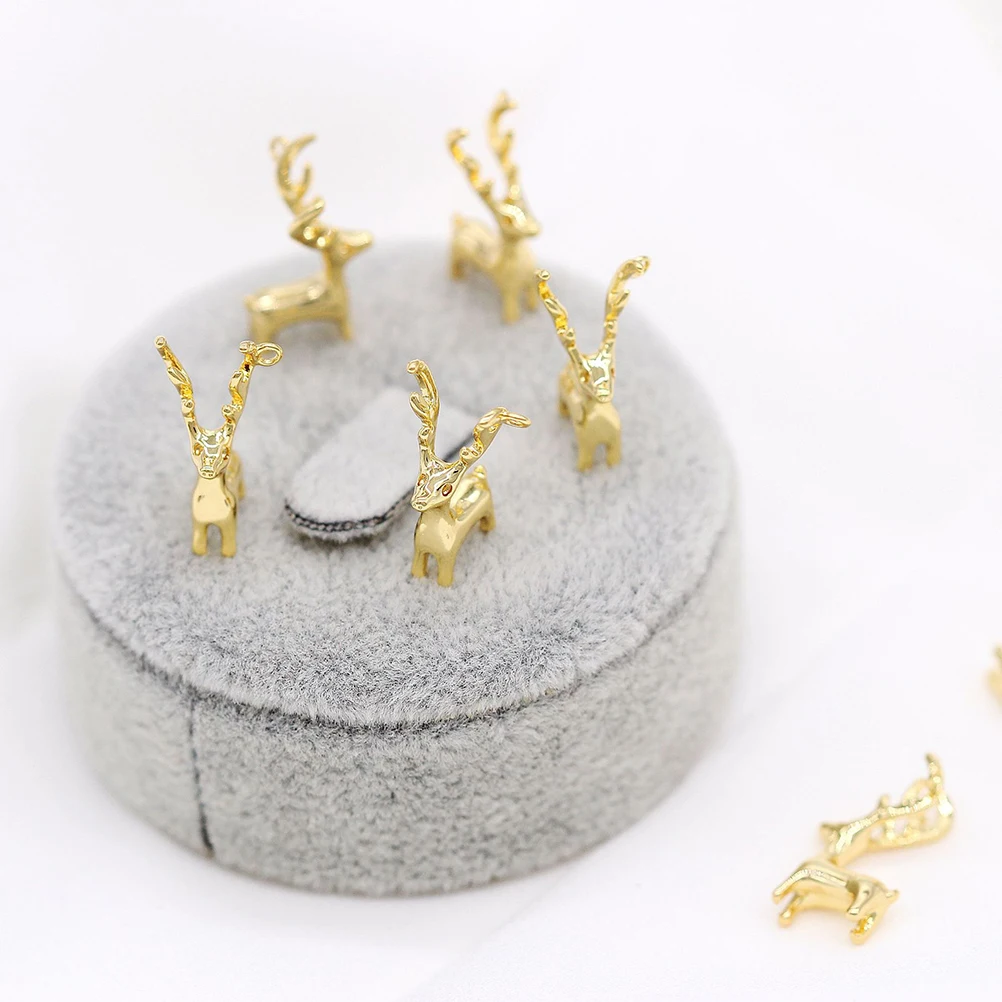 

4 Pcs Gold Deer Necklace Charm Cute Charms for Jewelry Making Crafts Golden Copper