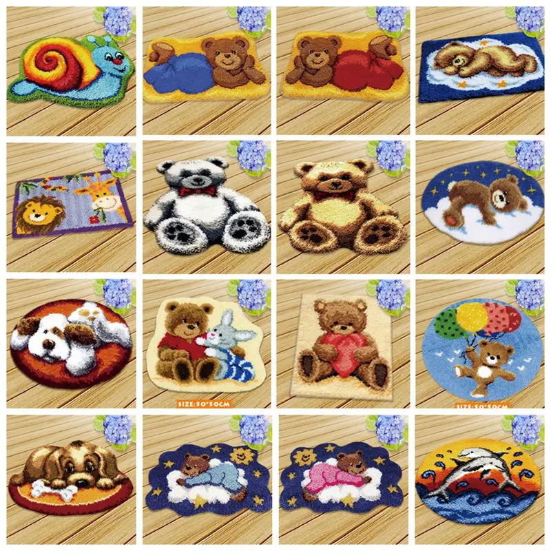 

Cute Bear Series DIY Carpet Latch Hook Rug Kits Cartoon Animals Segment Embroidery Materials Package Latch-Hook-Kit knooppakket