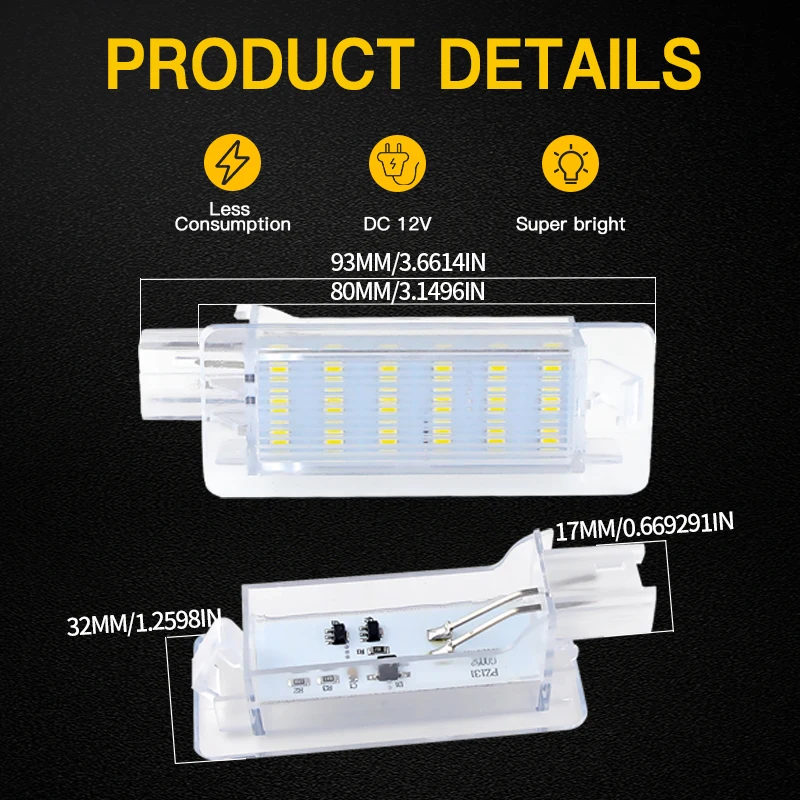 

2PC OEM LED License Plate Light Bulbs For Dacia Duster 1 10-17 Logan MCV II 13-up Renault Clio III Grand Tour 08-up Captur 13-up