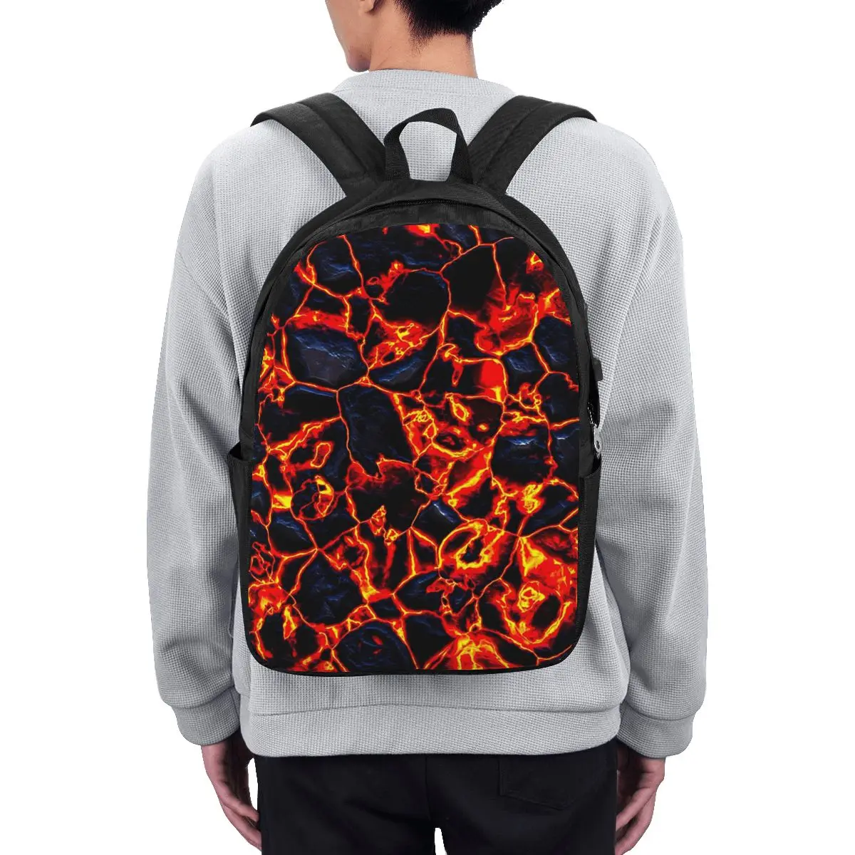 Magma Volcano Lava Fire Backpack Travel Notebook Bag Computer College Student School Bag Laptop Shoulder Bags for Men Women