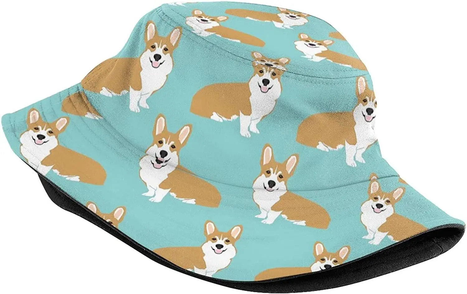 Corgi Bucket Hat Trendy Cute Fashionable Fisherman Cap UV Protection Sun Hat for Travel Fishing Safari Beach Boating