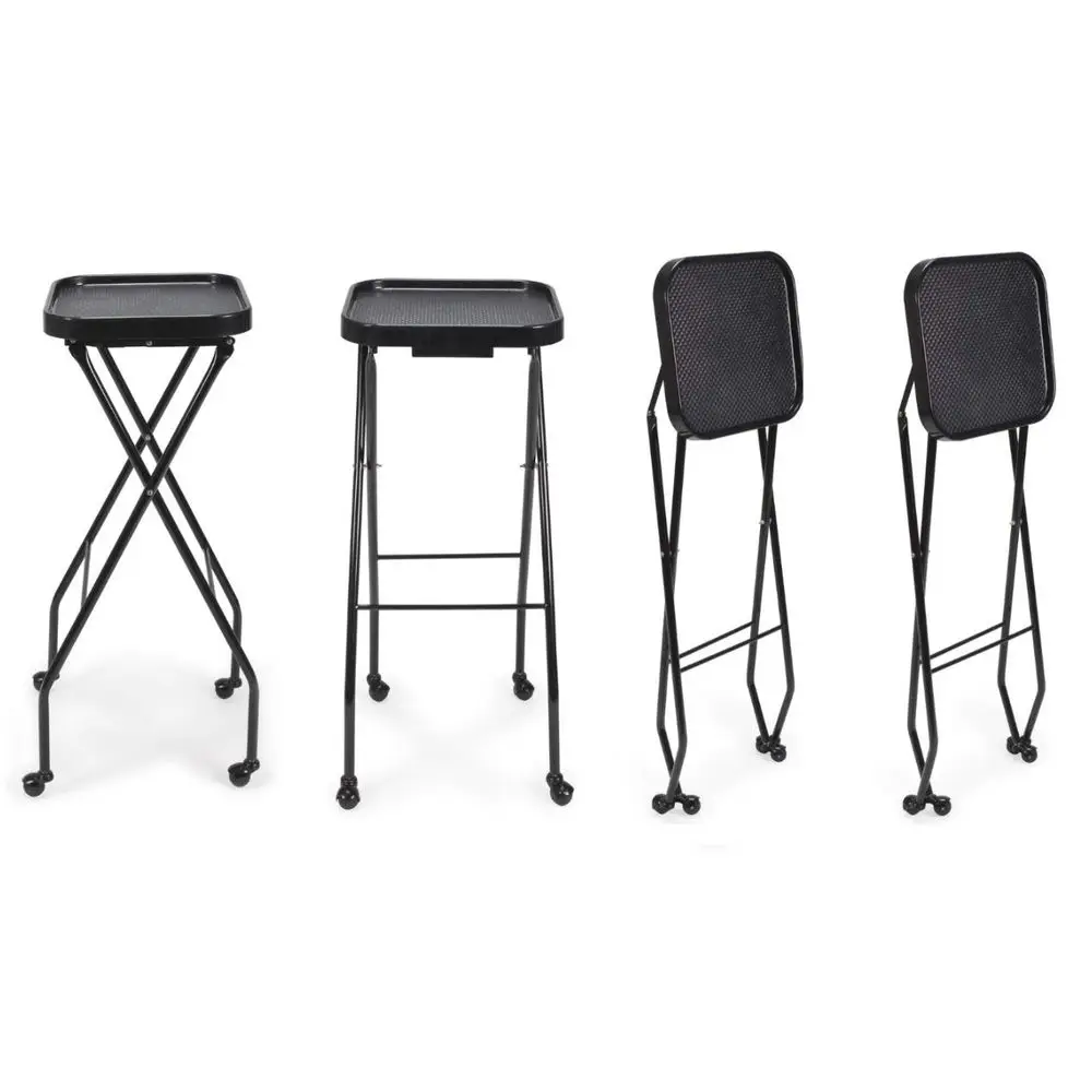 

Vintage-Style Rolling Service Tray Set for Barber Shops, 4-Piece Black