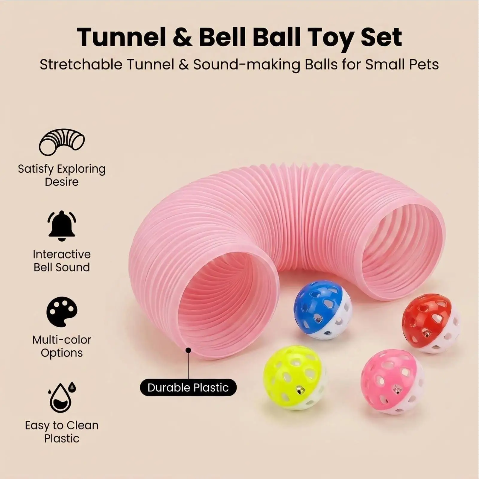 Hamster Tubes Foldable Expandable Exercising Toys With Bells Hamster Cage Tunnels For Gerbil Pet Rabbit Ferret Cage Play