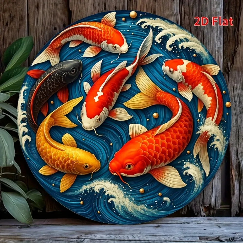 Vintage Koi Fish Logo: Lucky Koi Theme Design for Home, Office, Restaurant, Club, Bathroom, Garden, Rural Areas, Cave, Garage,