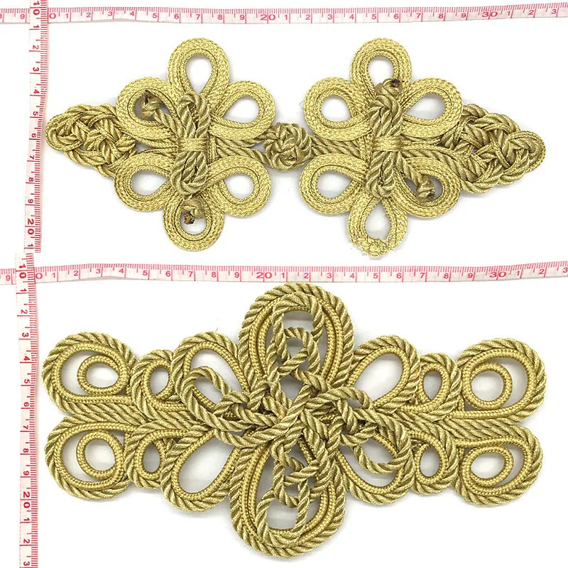 DoreenBeads Gold and Silver Silk Handmade Chinese Knot Buttons Frog Closure Fastener Christmas Trees Leaves Cheongsam Button