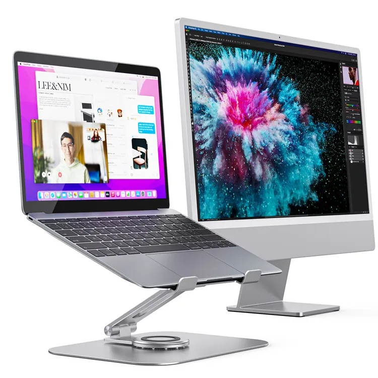 Aluminum Multi Angle Height Adjustable 360 Rotation Desktop Laptop Stand Holder