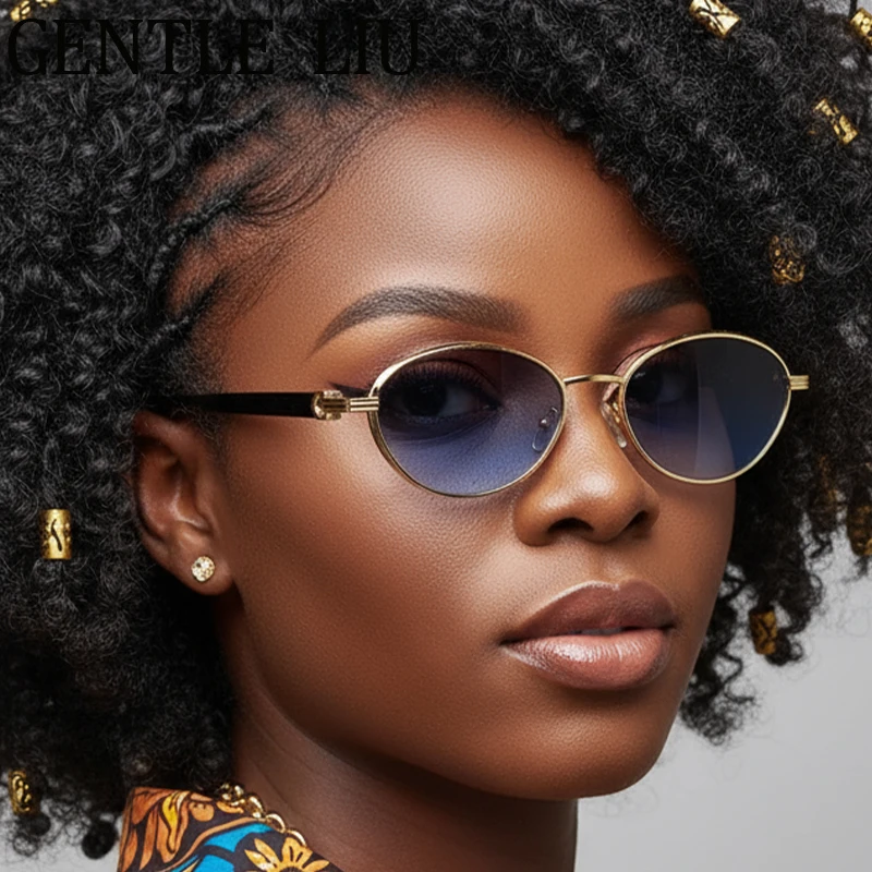 

Sexy Small Frame Oval Punk Sunglasses Women 2025 Luxury Brand Vintage Metal Sun Glasses For Ladies Outdoor Eyewear UV400 Shade