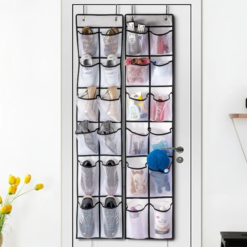 New 12 compartments behind the door shoe storage hanging bag mesh pocket slippers organizing non-woven