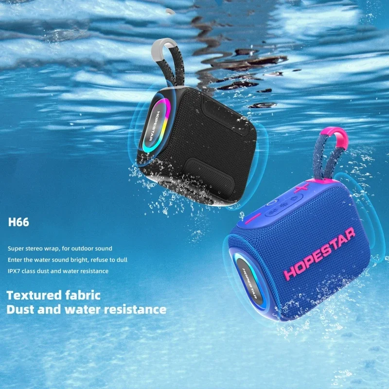 HOPESTAR-H66 다채로운 LED 조명과 휴대용 무선 시끄러운 소리 작은 스피커 다기능 야외 파티 블루투스 스피커