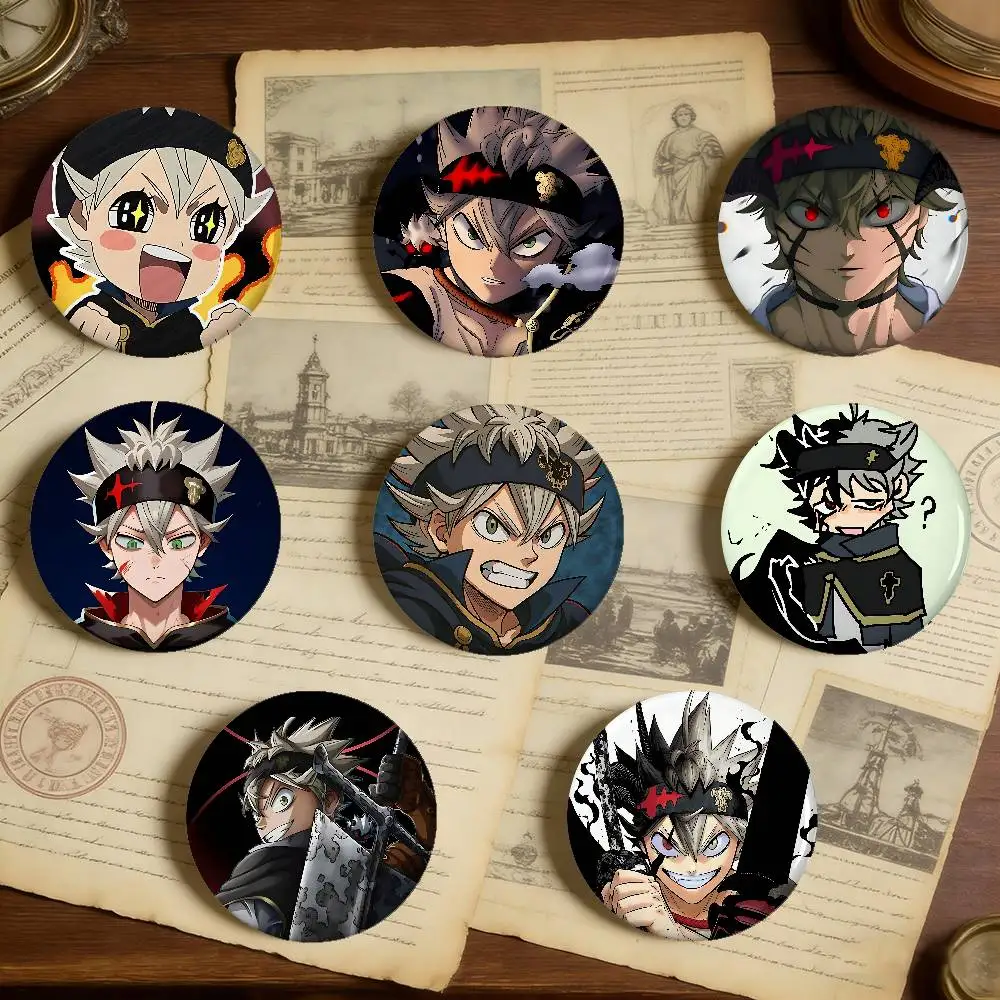 Asta B-Black Clover Badges Peripheral Lapel Pins Tinplate Round Brooch For Shoulder Bag Accessories Souvenir Gifts