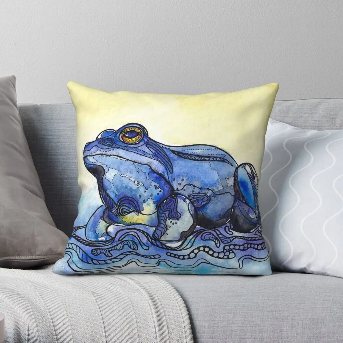 Moorfrosch Moor Frog مربع المخدة البوليستر الكتان المخملية نمط البريدي وسادة للديكور غطاء وسادة السرير