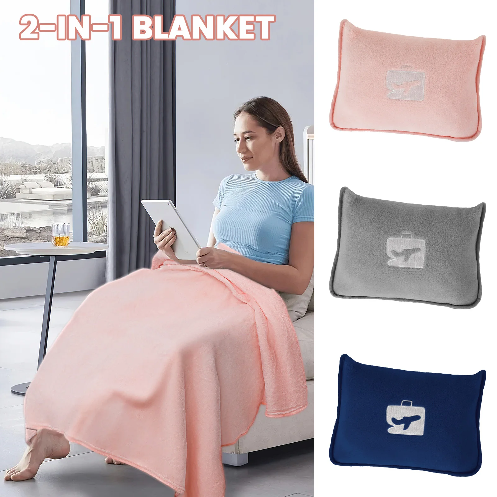 Soft Travel Blanket Warm Airplane Blanket with Storage Bag Enduring Travel Quilt Airplane for Journey Camping Office