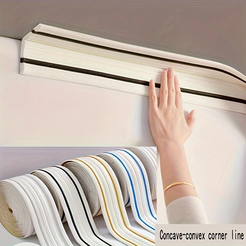 230cm/roll 3D Foam Wall Trim Strip Sticker Self-Adhesive Waterproof Ceiling Floor Waist Line Sticker Decorative Skirting