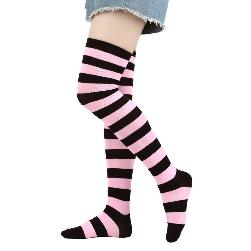 Bas pour femmes chaussettes rayées au-dessus du genou chaussettes de cuisse Cosplay Anime chaussettes pour femmes