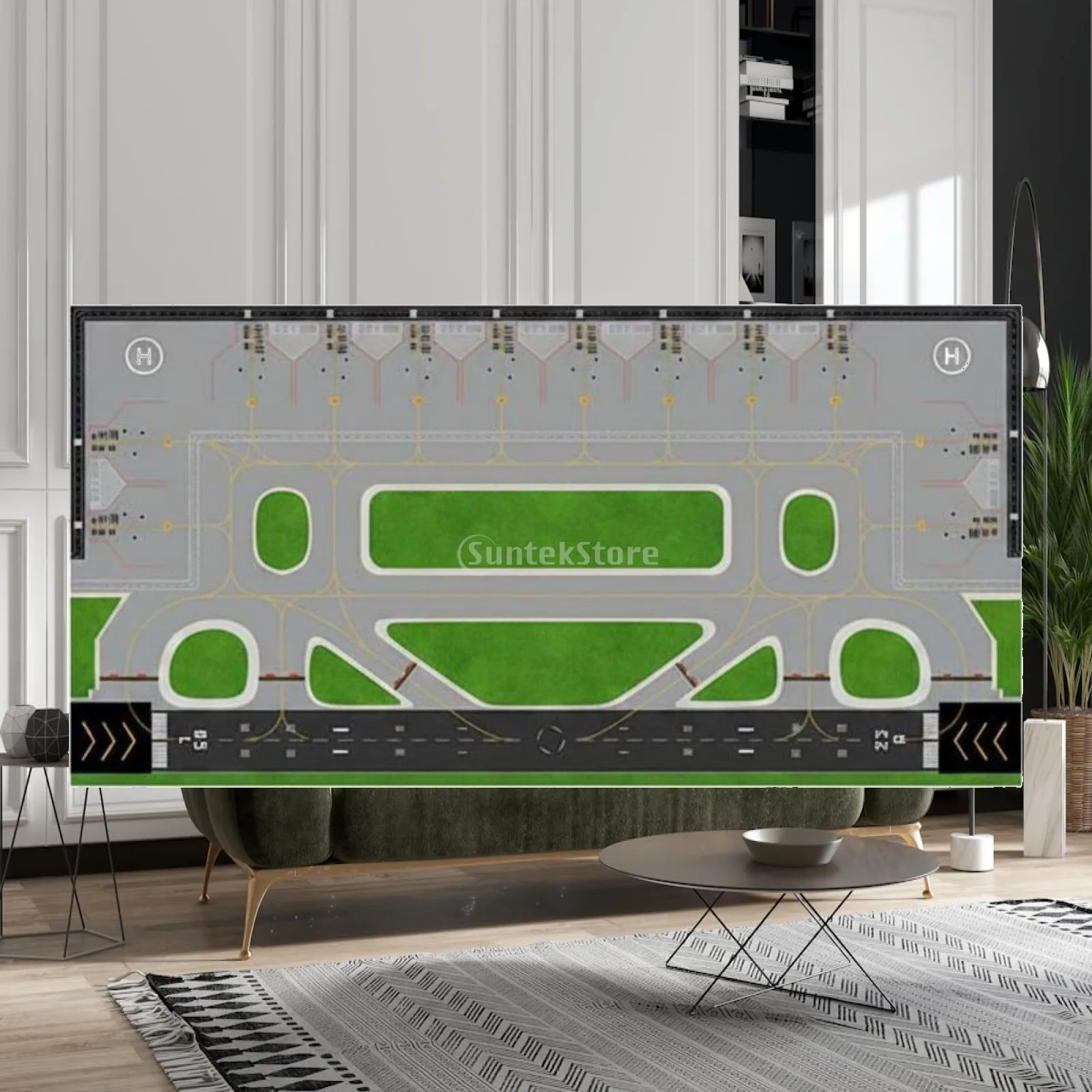 Simulation Airport Scene Realistic Airport Playmat Wear Resistant Diorama Board for Model Airplane Layout