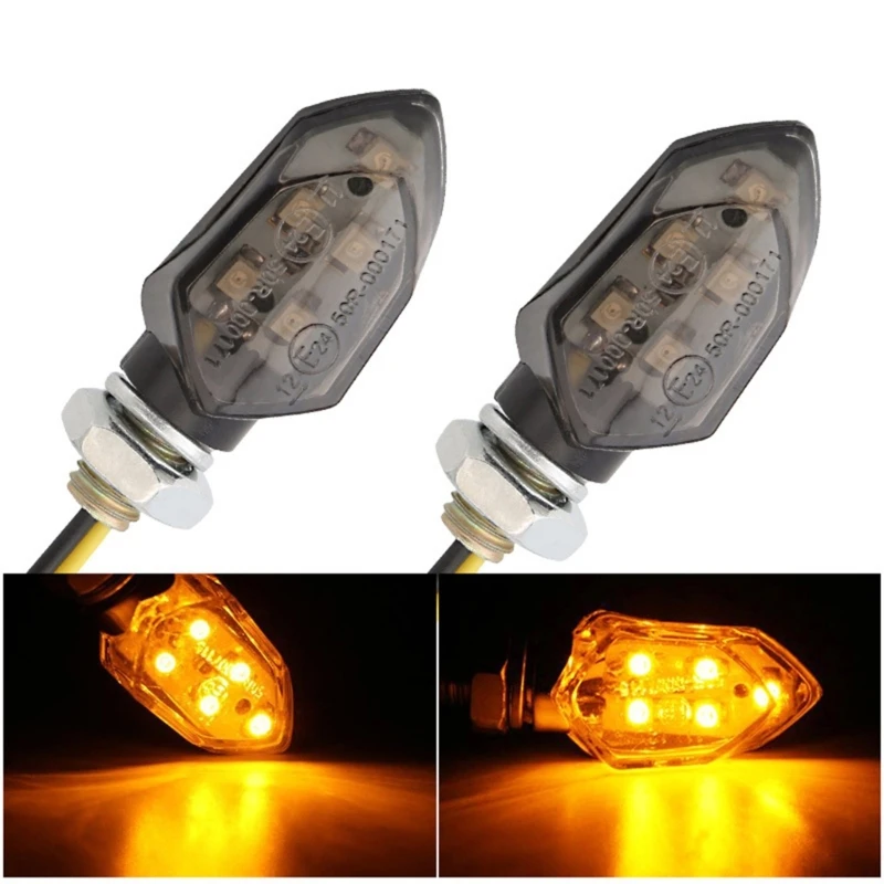 H3CE Mini LED Turn Lights 12V 5 LED Bright ABS Housing Weatherproof Designs LED Turn Signals Suitable for Motorcycles