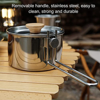 Outdoor Camping Pot Set 304 Stainless Steel Bowl Picnic Tableware 1L Portable Camping Cooking Cups Travel Hiking Equipment Parts