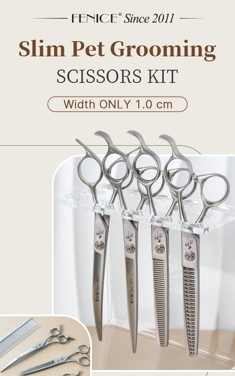 Fenice Slim Narrow Dog Grooming Scissors Set Straight/Curved/Thinner/Chunker Shears Schere Spezialisiert für KR- und JP Groomers – Detail 1