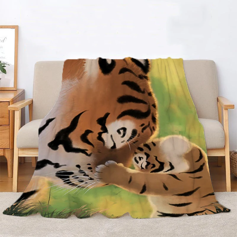 Tiger Descends Bedroom Decoration Boho Home Decor Bedspread on the Bed Plush Blanket for Decorative Sofa Fluffy Soft Blankets