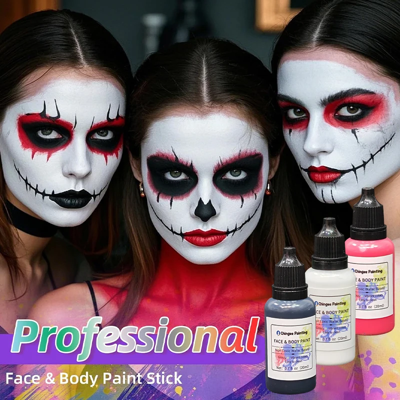 مجموعة طلاء الجسم مكونة من 12 لونًا للهالوين والحفلات التنكرية والحفلات، ألوان زيتية خاصة مائية سريعة الجفاف والوجه وفن جرافيتي كامل الجسم