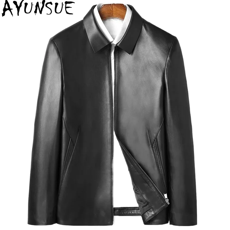 

AYUNSUE 2025 100% Genuine Laether Jacket Male Autumn Spring Fashion Black Real Sheepskin Coat Men's Clothing Abrigo Hombre Gm427
