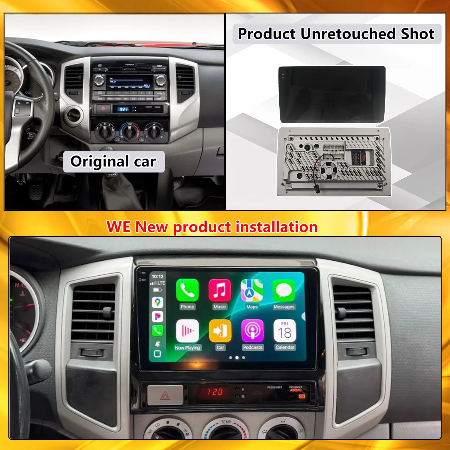 For Toyota Tacoma 2005-2013 Upgrade Radio Wireless Carplay Car Multimedia Video Player Modify Touch Screen Android Auto Car Play