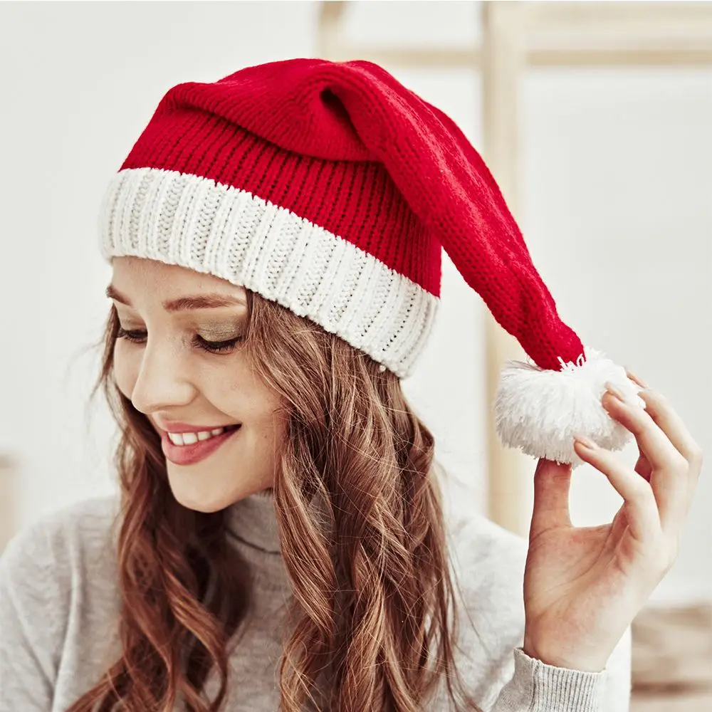 

Casual Warm Crochet Solid Colors Children Women Christmas Parent-child Hat Plush Ball Baby Bonnet Korean Style Beanie
