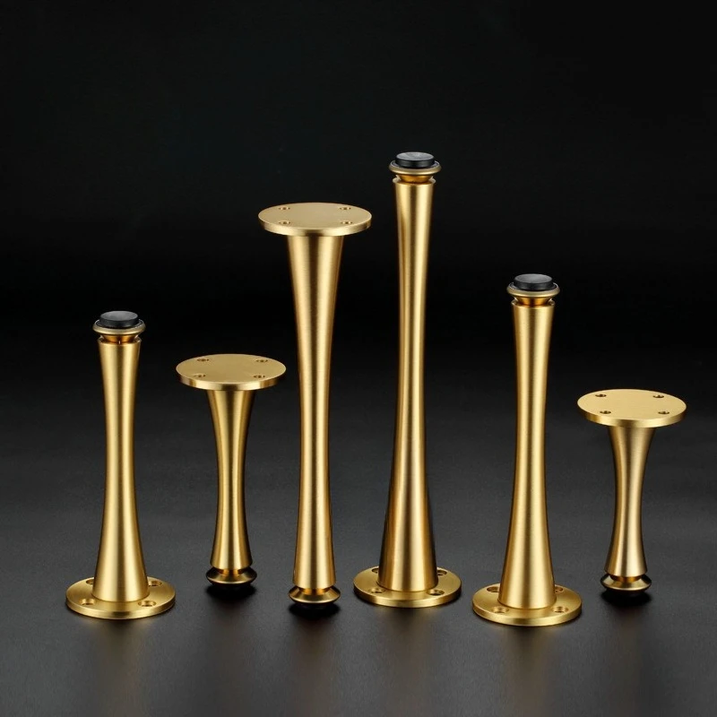 2Pcs Nordic style Brass Taper Leg With Leveling Feet For Sofa Bed Furniture Cabinet