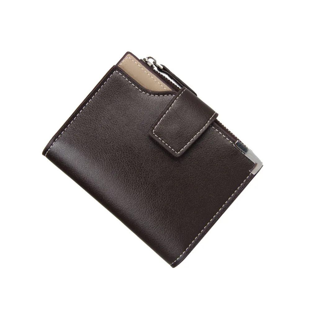 

1Pcs Men Short Wallet Vintage Trifold Design Zipper Closure Coin Pocket Large Capacity Card Holder Gift for Him