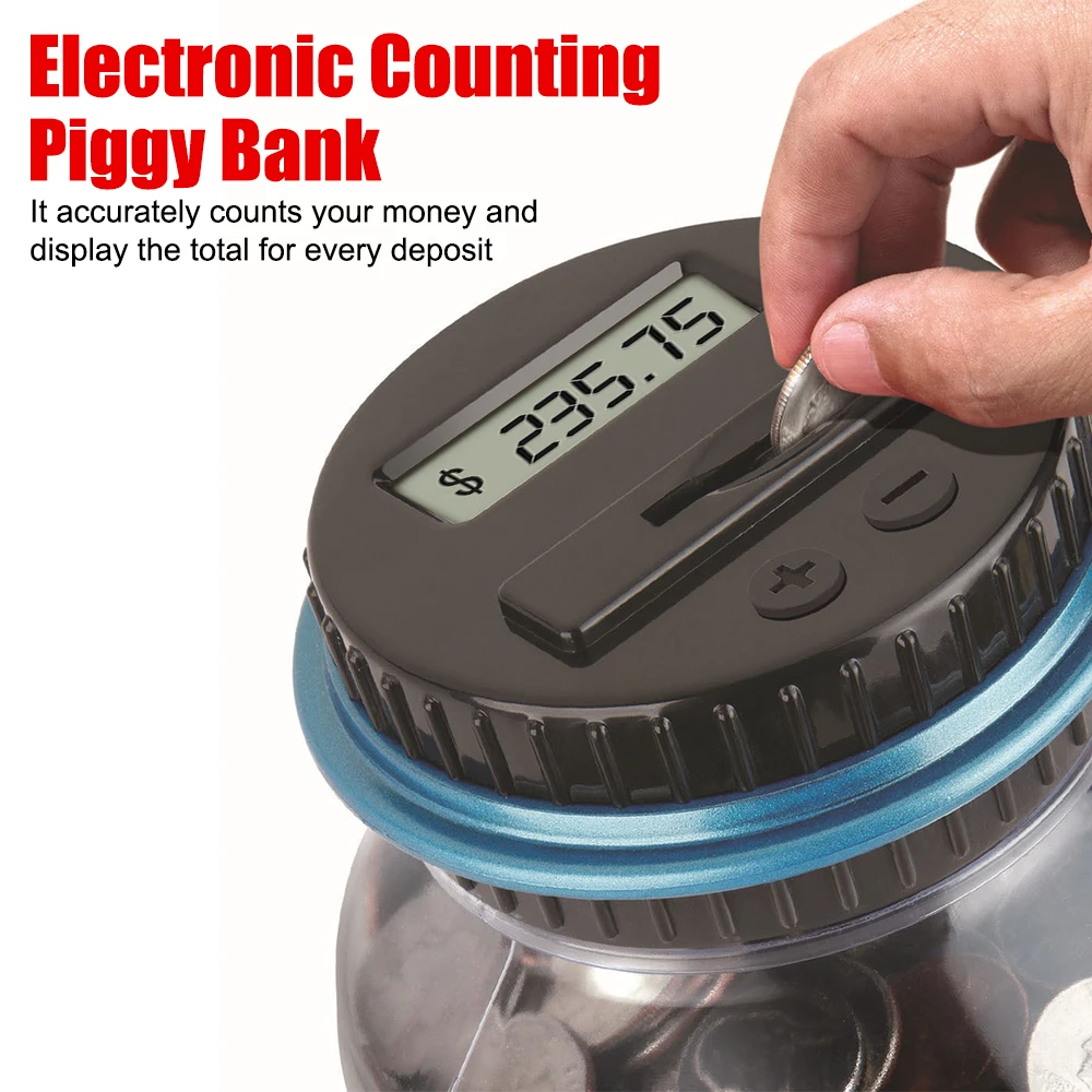 Digital LCD Counting For USD EURO Money Large Capacity Coin Money Saving Box Jar Electronic Counting Piggy Bank