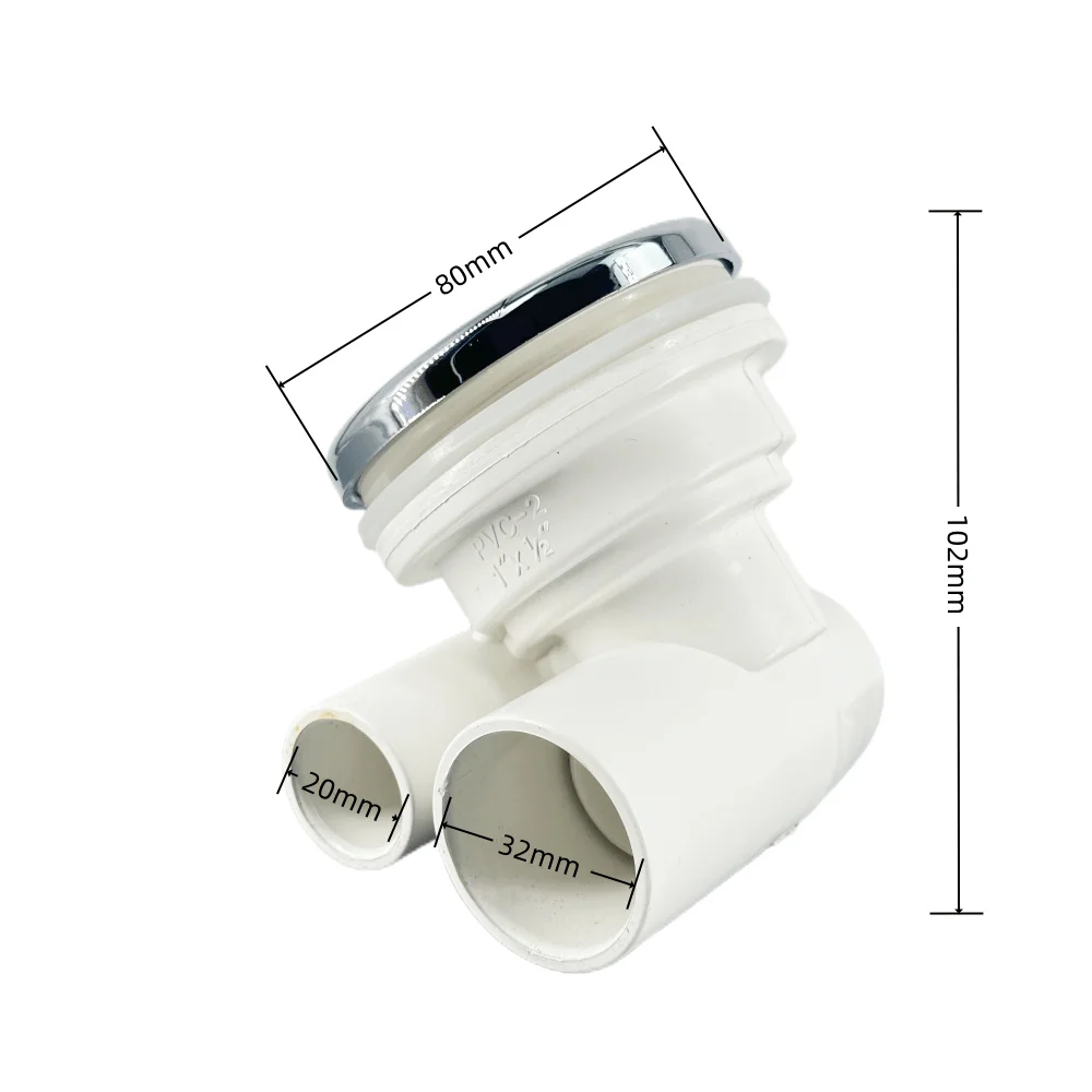 Tappo cromato in ABS Base a forma di V in PVC Copertura da 80 mm Ugello a getto d'acqua da 32 mm Ugello a bolle per vasca da bagno per massaggio Ugello a bolle d'acqua per vasca idromassaggio