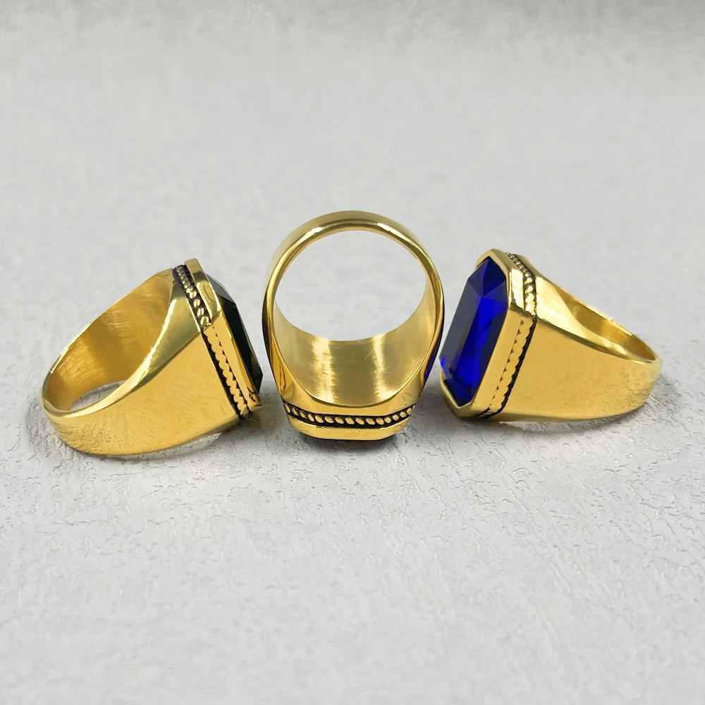 Stainless Steel Men Rings Gold color Elegant Simple Classics Luxury for Male Boyfriend Jewelry Creativity Gift Wholesale