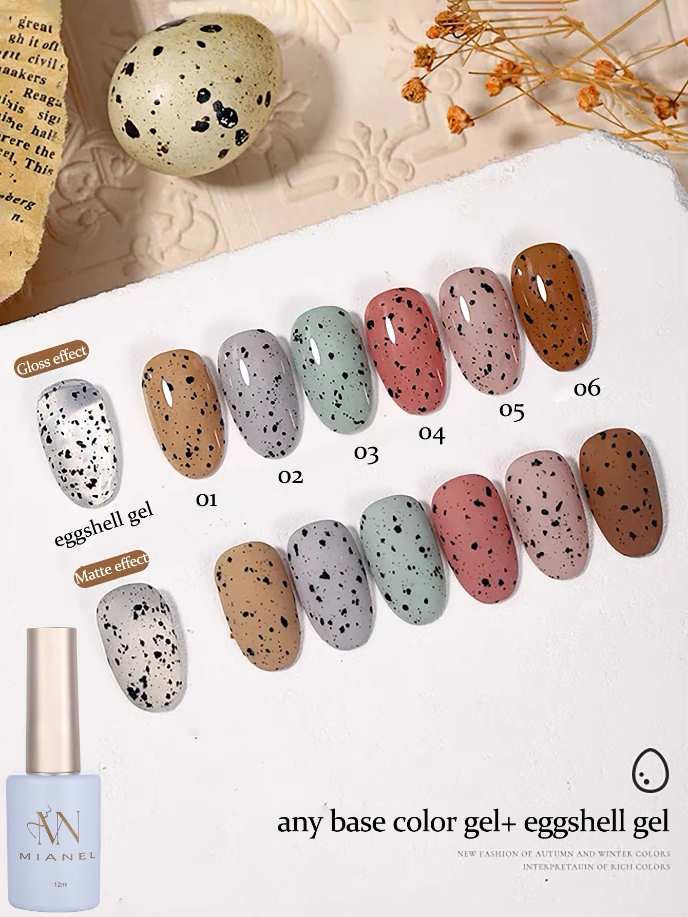 MIANEL 12ML/PCS Quail Egg Gel Nail Polish,Sugar Nail Polish，Japanese Style Top Sale Quail Egg Nail Polish,For Nail Salon And DIY