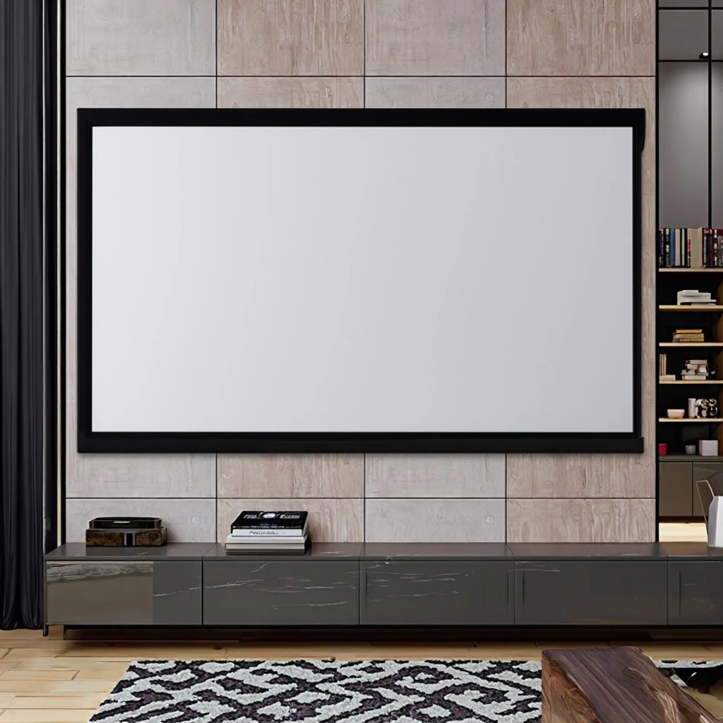 إطار ثابت 4K/8K مغطى بالمخمل، شاشة عرض شفافة صوتية، تنسيق 16:9 للمسرح المنزلي #1