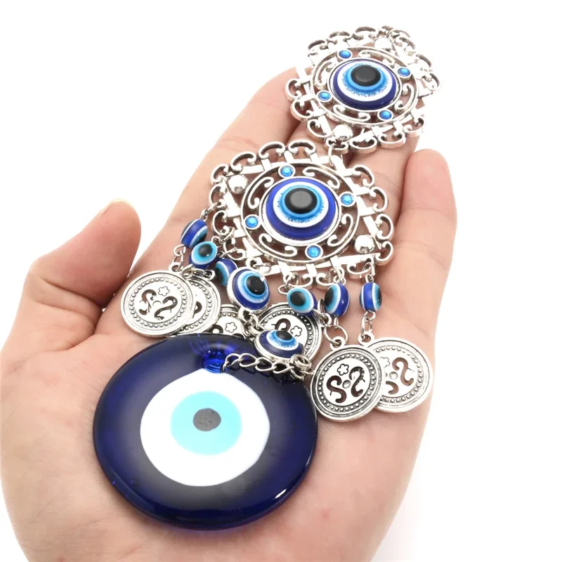 Blue Evil Eyes Home Decorations Wall Hanging Lucky Pendant Wind Chimes Vintage Ethnic Wall Protection Hanging Amulet Turkish