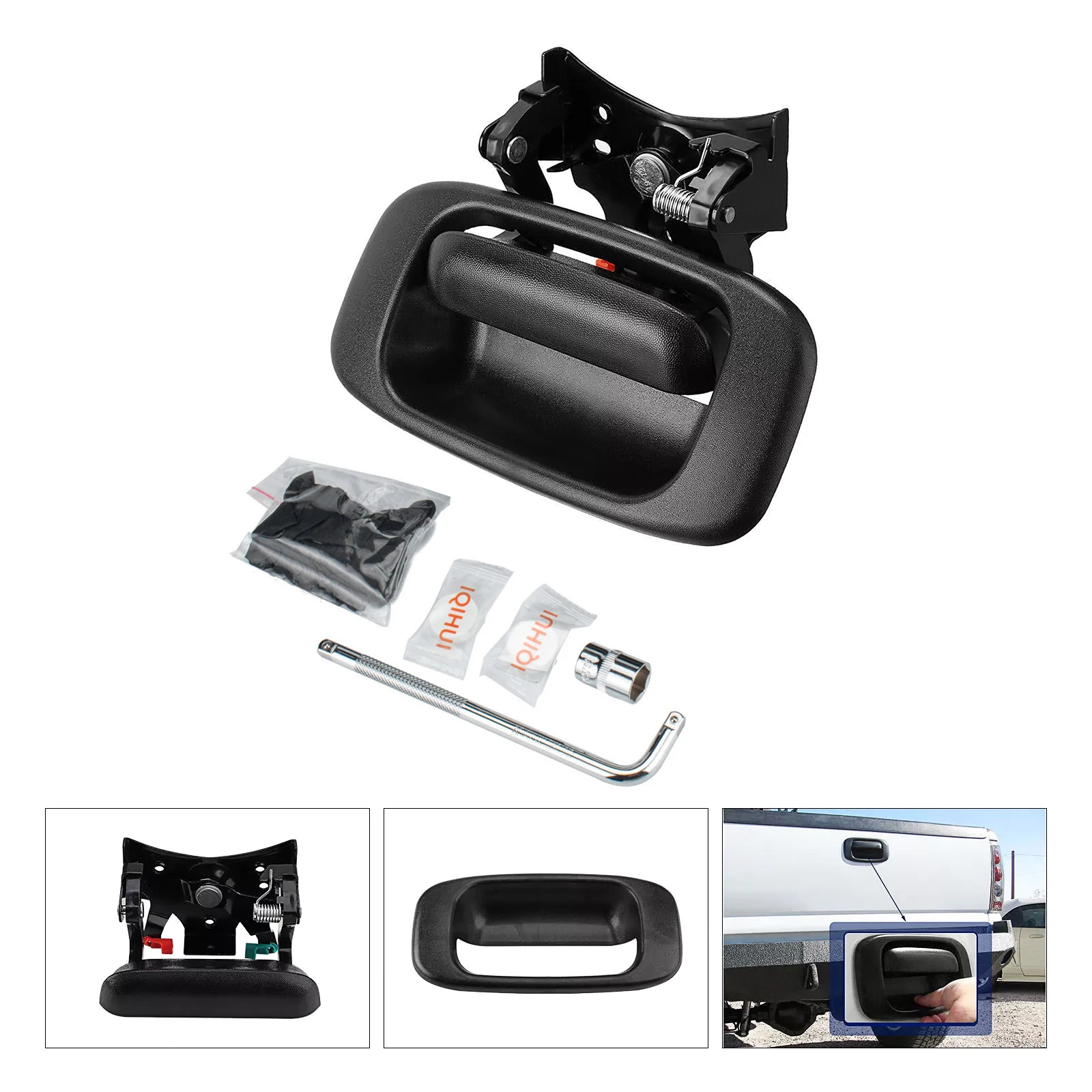 

New Tailgate Handle w/ Bezel Clips Fit 1999-2007 Chevy Silverado 1500 GMC Sierra 15997911, 15228539, 15228541 15228540 GM1915105