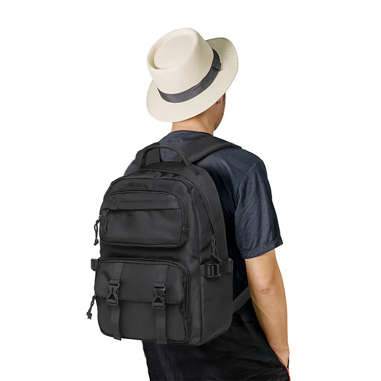 Imagem -04 - Mochila de Nylon Preto Casual para Homens Bolsas de Viagem Escolar Mochilas para Notebook Bolsa Commuter Laptop Simples Alta Qualidade