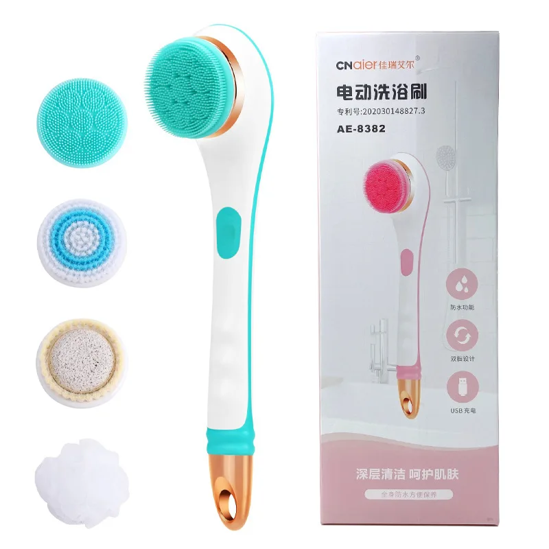 Electric Bath Brush Rechargeable Long Handle Silicone Shower Brush Massage Scrubber Bath Scrubbers