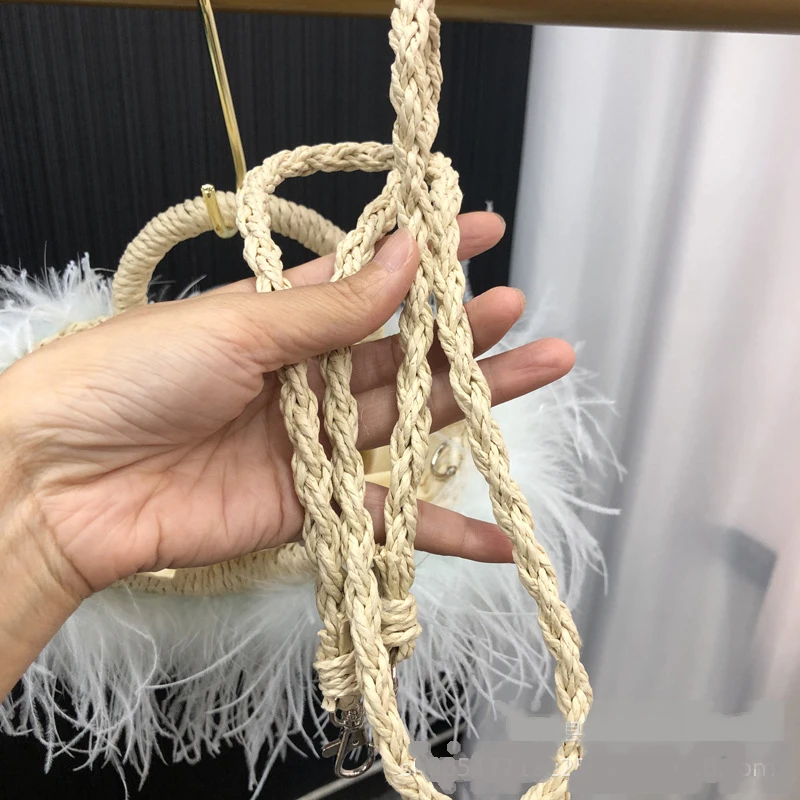 Women's ostrich feather bag, Straw woven handbag summer woven bag, handbag,straddle fashion wallet ,handmade