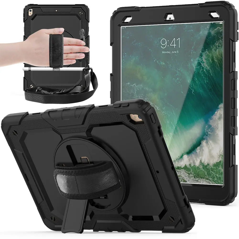 

Hand Strap Shoulder Strap 360 Rotatable Kickstand Protective Case for iPad Air (3rd Gen) 10.5" / iPad Pro 10.5" Screen Protector