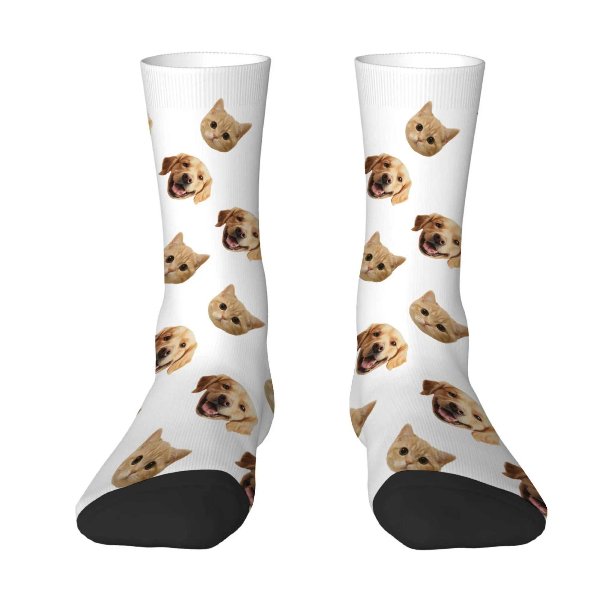 Gepersonaliseerde bijpassende sokkenset voor koppels, voor hem & haar, op maat gemaakte cadeaus voor honden- en kattenbezitters, 3D geprinte grappige herensokken - afbeelding 2