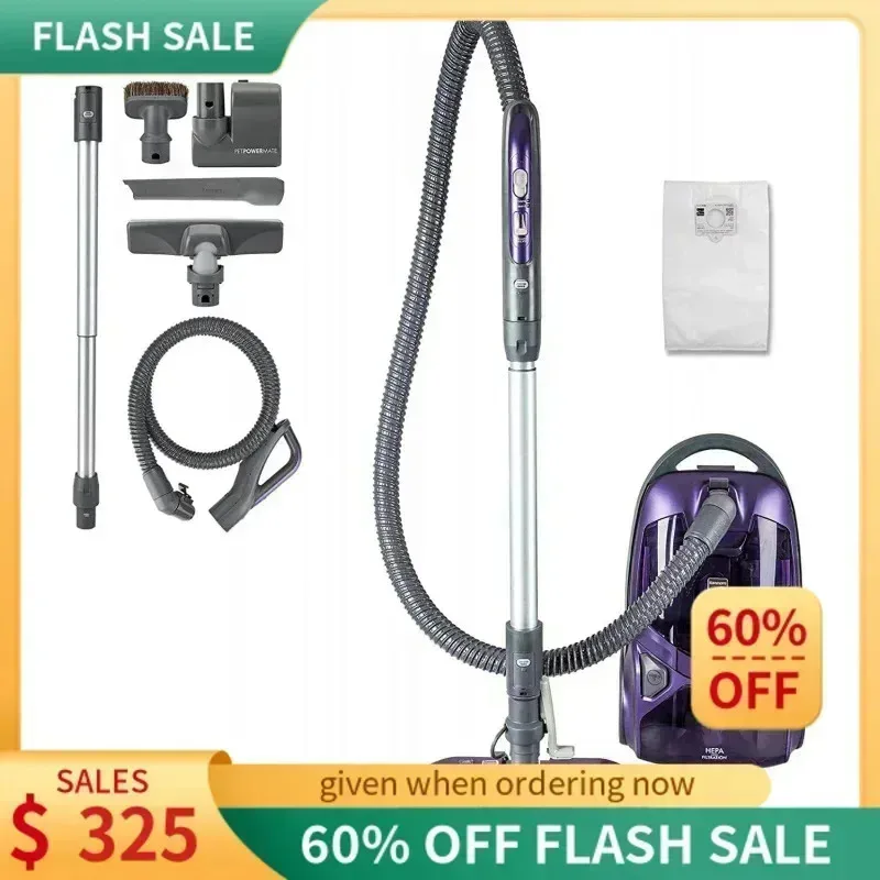 PMD4-Kenmore 600 Series Vacuum Cleaner Ringan dengan Kantong Debu, Pet PowerMate, Sikat Pop-N-Go, 2 Motor, Filter HEPA, Aluminium