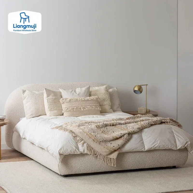 

French Minimalist Bed Cream Vintage Confortable High Quality Design Bed Frame Master Bedroom Classic Cama De Casal Furniture